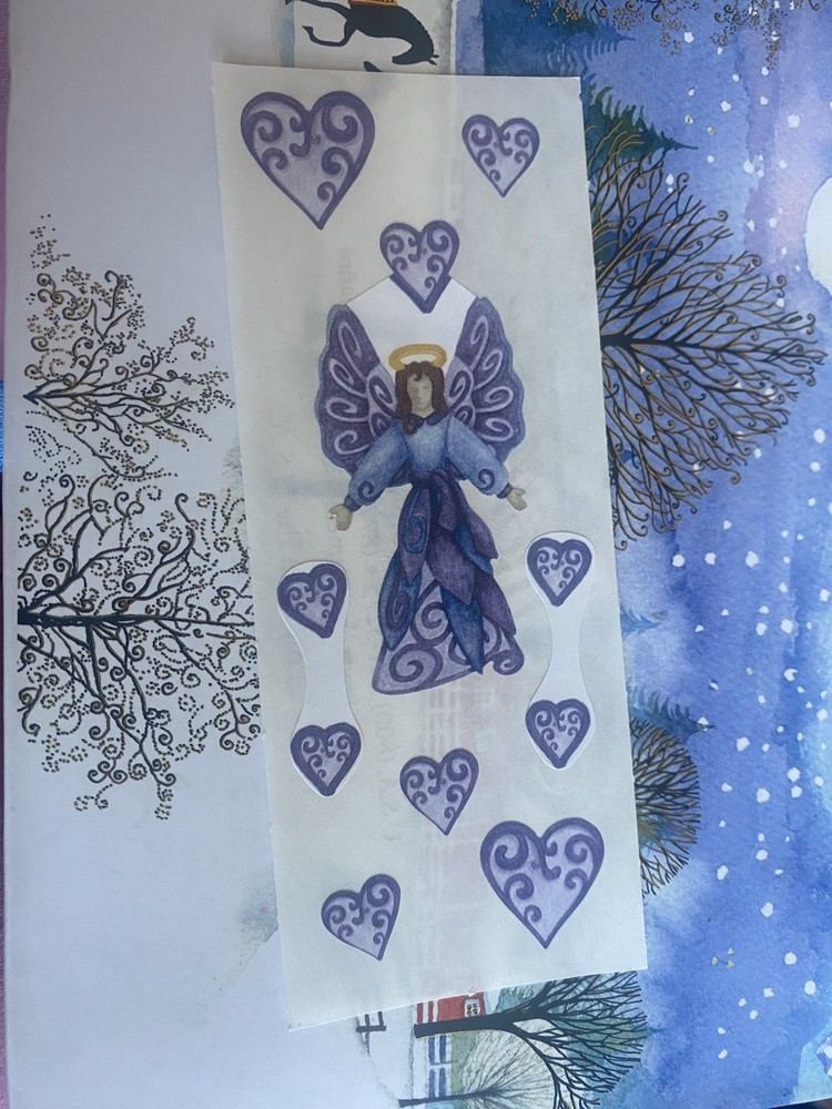 Vintage Creative Memories Angel Hearts Sticker Strip 2×5 Inches