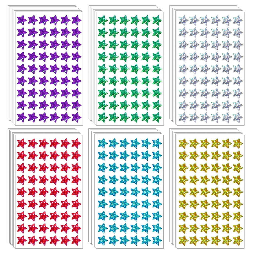 30 PCS Small Stars Stickers, 6 Colors Holographic Glitter Stickers for Kids R…