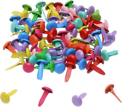 Mini Brads 100Pcs Assorted Colors Paper Fasteners round Brass Metal Pastel Brads