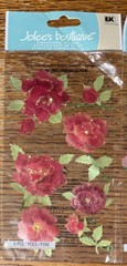 RARE Jolees Red Roses Flowers Stem Buds Velum W/Gem Garden 3D Scrapbook Stickers