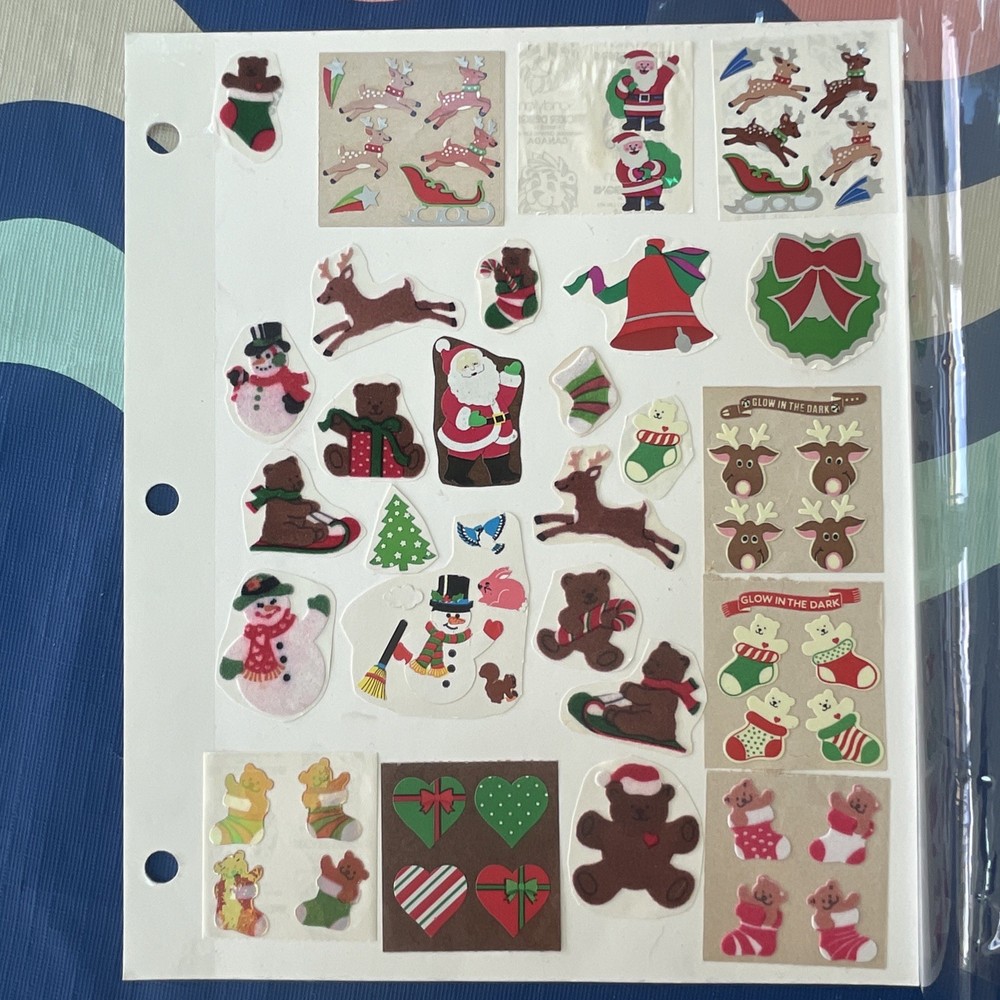 80s Stickers Vintage Large Bears Fuzzy, Glow In Dark Christmas LOT Sandylion!