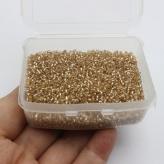 4000 pcs Champagne Color Glass Beads 2mm Silver Foil lined + Storage Box Jewelry