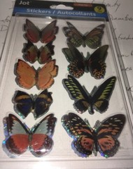 jot Butterflies Orange/Black Silver Holo 9ct BUTTERFLY Stickers w/3-D Wings BNIP