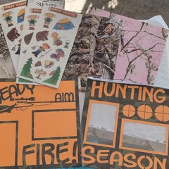 Mixed Lot 12×12 Papers: Camping Hunting Fishing Scrapbooking Lot