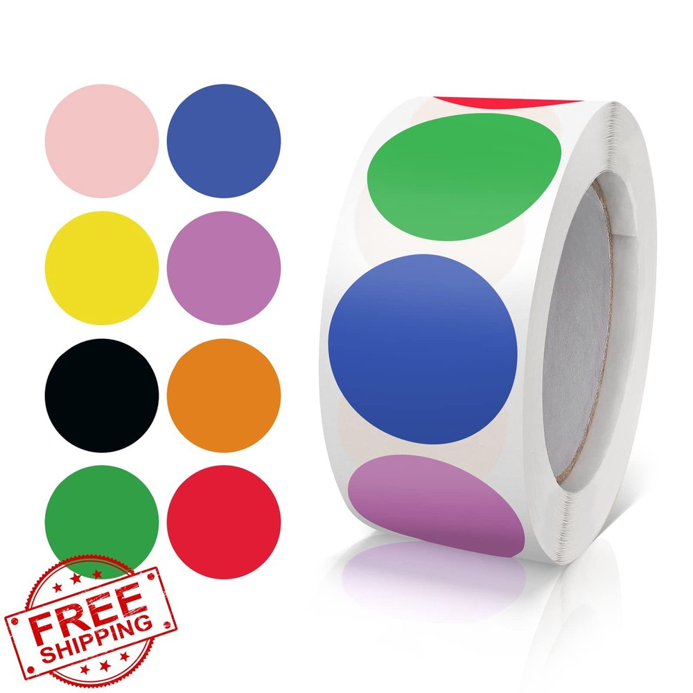 Meitaat Round Stickers 1 Inch, Colorful Dot Labels, Waterproof Vinyl 500 PCS