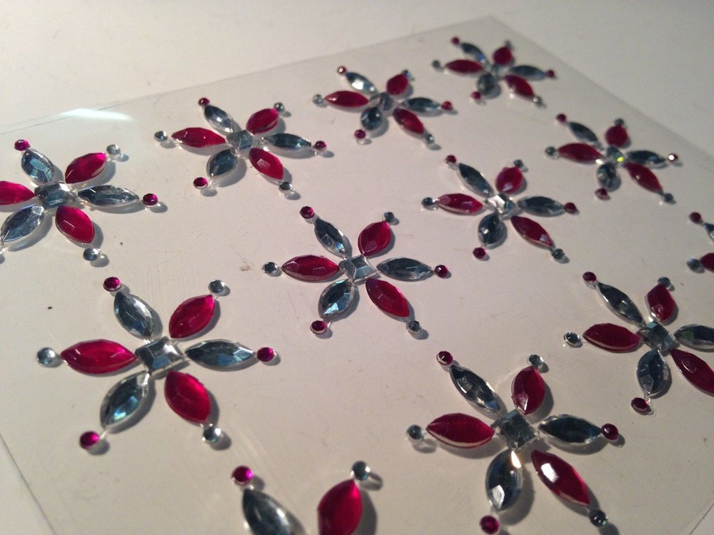 CraftbuddyUS 12 Cerise Self Adh Diamante Stick On Flower Gems Craft Cards DIY