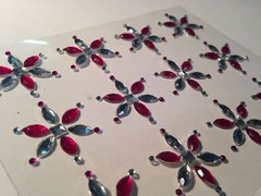 CraftbuddyUS 12 Cerise Self Adh Diamante Stick On Flower Gems Craft Cards DIY