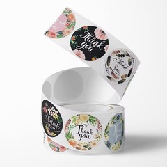 2000 PCS Floral Thank You Stickers Waterproof Easy Peel for Gifts&Envelopes Roll
