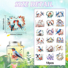 18 Sheets Flowers and Bird Transfer Stickers 3.9×3.6inch Hummingbird Branch Deca