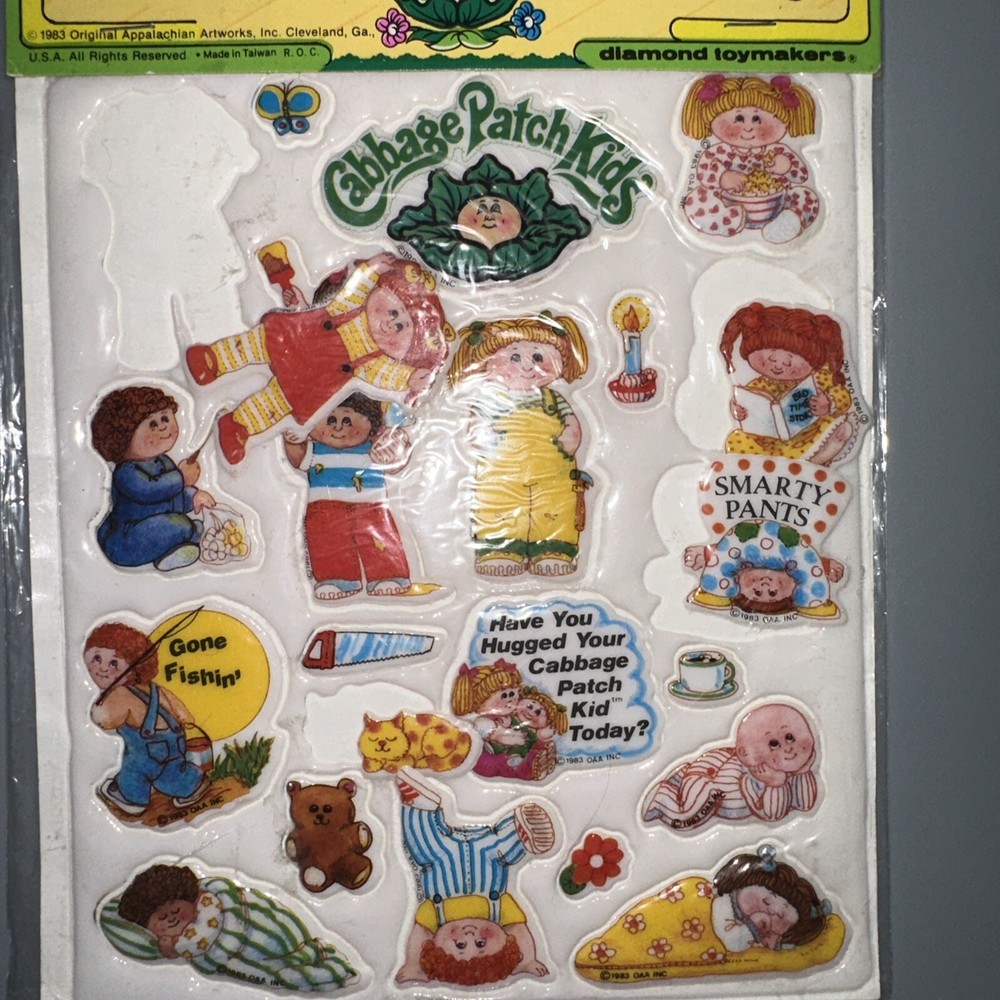Vintage 1980s CABBAGE PATCH KID Puffy Sticker Sheet SEE Pics #5 Slumber Party
