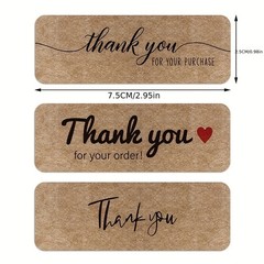 120pcs/roll Kraft Paper Thank You Stickers DIY Gift Packaging Decoration for