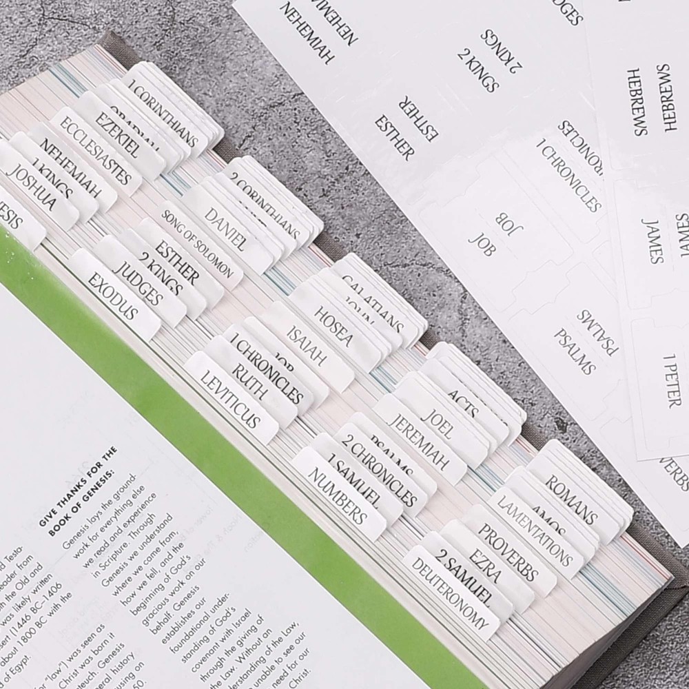 Thinkor Reposition Laminated Bible Tabs, Large Print Large, Cream White