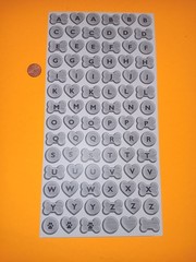 Alphabet Sticker Sheet A-Z Pet Paw Bone Heart Circle Labels Small Silver