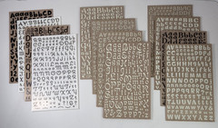 12 Alphabet Letter Fonts Rub On Sheets White Brown Black Scrapbooking Crafts