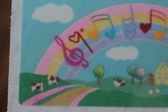 VTG 80’s Hallmark Sticker Rainbow music scale & notes country cottage sheep Cow