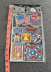 NEW! Vtg! 1984 Chrome Stickers Morgan Mark 1 Large Sheet USA Dixie Pride Trump