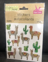 crafters square 13 piece puffy llama and Cactus sticker set