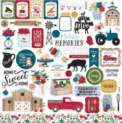 (1) 12×12 Sheet of Echo Park FARMER’S MARKET Scrapbook Element Stickers