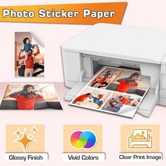 50 Sheets White Glossy Photo Sticker Paper for Inkjet Printers – 8.5×11 Size