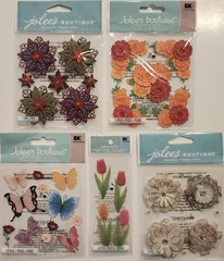 Lot Of 10 JOLEE’S BOUTIQUE Dimensional Scrapbooking Stickers FLOWERS BUTTERFLY