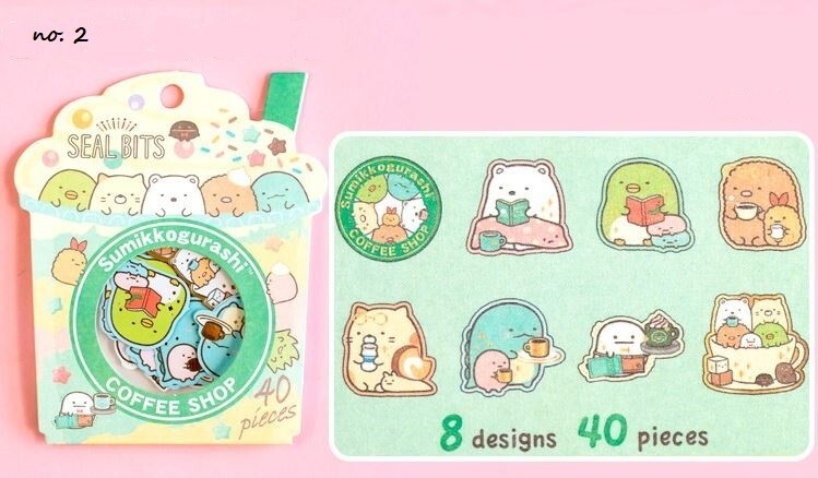 1 SET 40PC Gold Foil Stickers-Sumikko Gurashi San-x Sanrio Japan Drink Tea