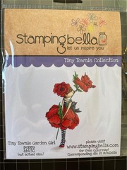 New Stamping Bella Cling Rubber Stamp Tiny Townie GARDEN GIRL POPPY free USA shp