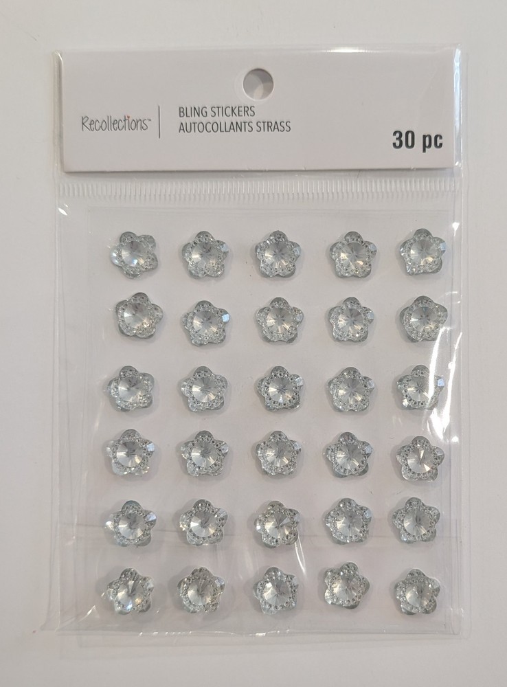 Clear Silver Flowers Bling Gems Scrapbooking Stickers By Recollections