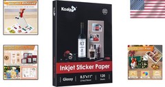 Koala 8.5×11 Self-Adhesive Glossy Sticker Paper – 120 Sheets for Custom Prints