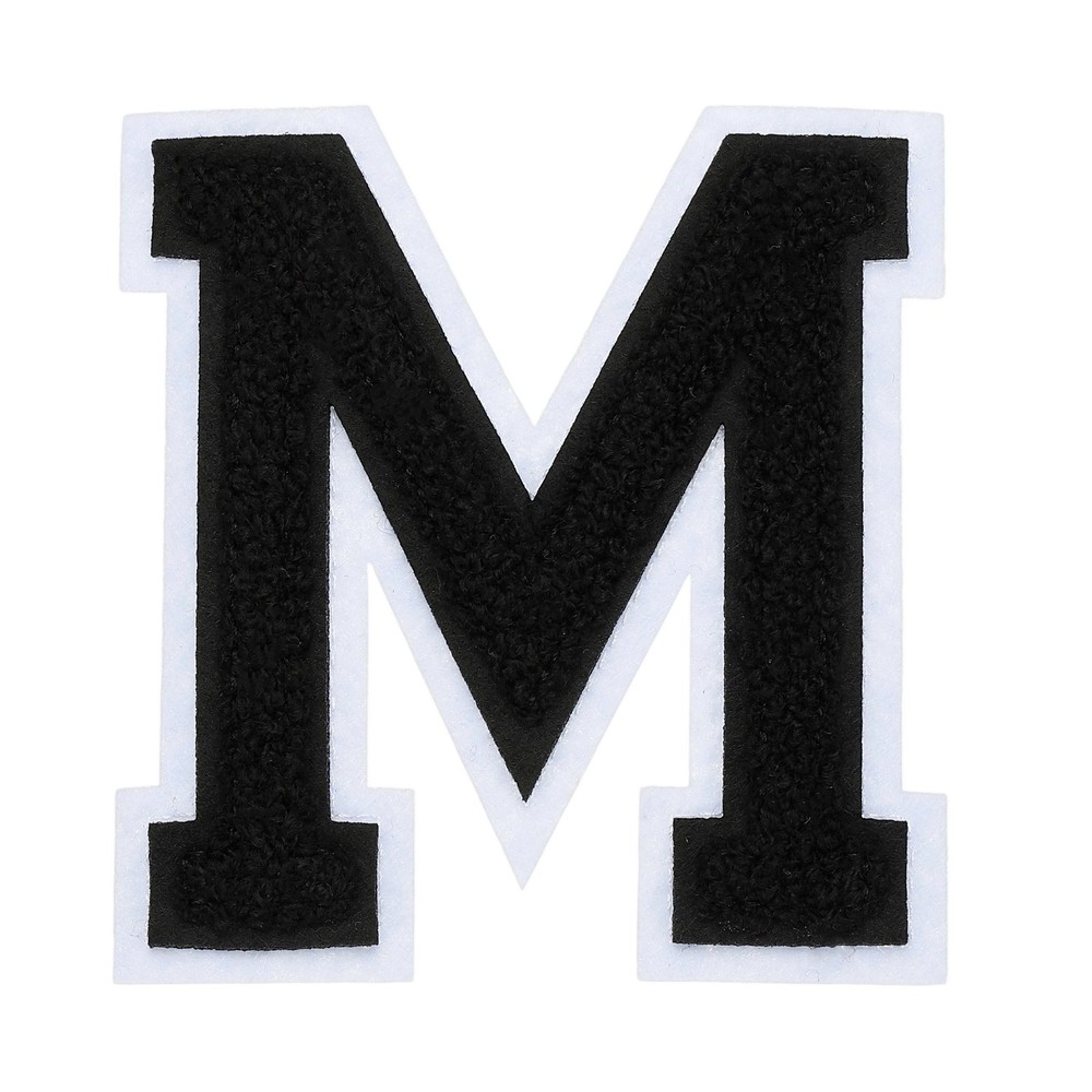 4″ Chenille Letter Patches,Black Chenille Initial A-Z Patches (Letter M)