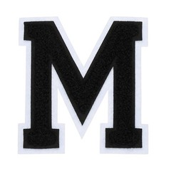 4″ Chenille Letter Patches,Black Chenille Initial A-Z Patches (Letter M)