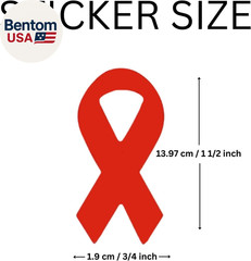 250 Small Red Ribbon Awareness Stickers – Small Red Ribbon Shaped Stickers for H