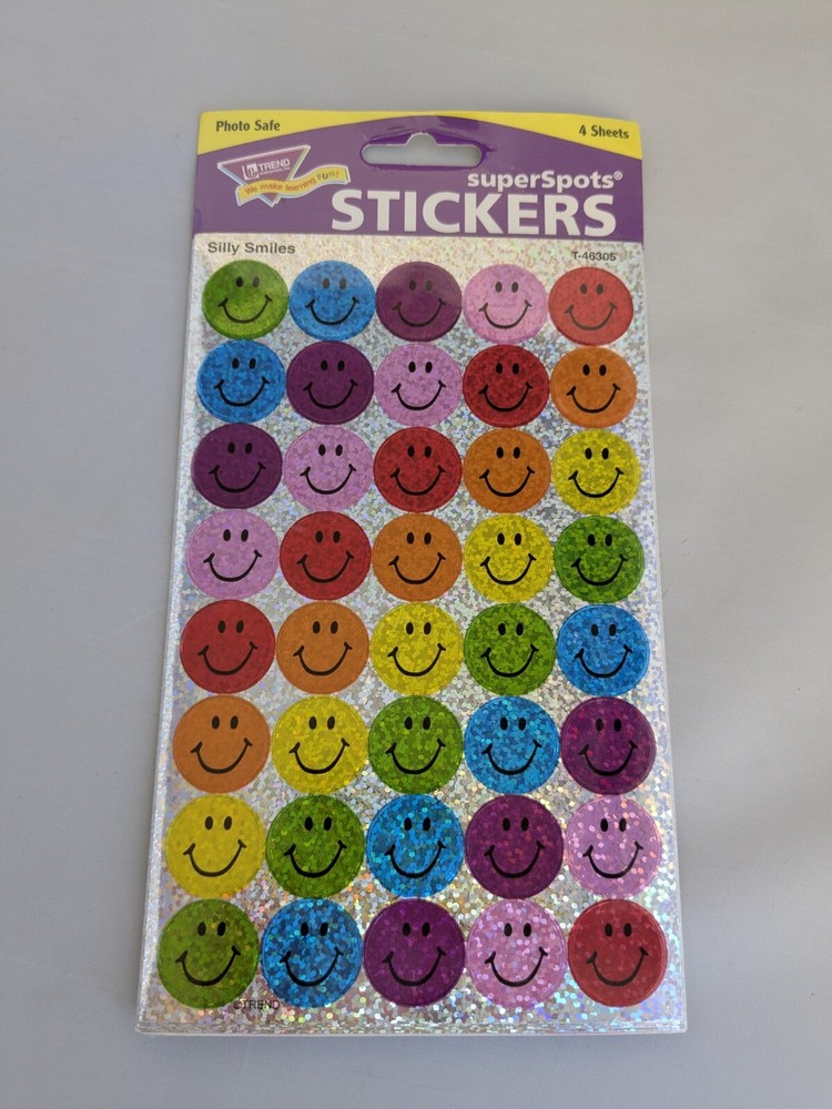 Vintage Trend Enterprises Sparkle Super Spots Stickers Silly Smiles New Sealed