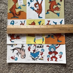 RARE! Dr. Seuss CAT IN THE HAT & FOX in SOCKS Stickers 2 Complete Sheets 8.5×11