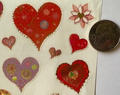 DAZZLING HEART Gold Foiled Mylar Stickers(22pc)Mrs.Grossman’s •love•Valentines ￼