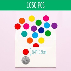 1050 PCS Colored Dot Sticker, 10 Bright Color Round Polka Circle Labels for W…