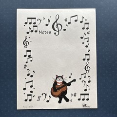 Vintage 80s 90s Hatley Cat Guitar Music Notes Note Stationary Paper Sheets