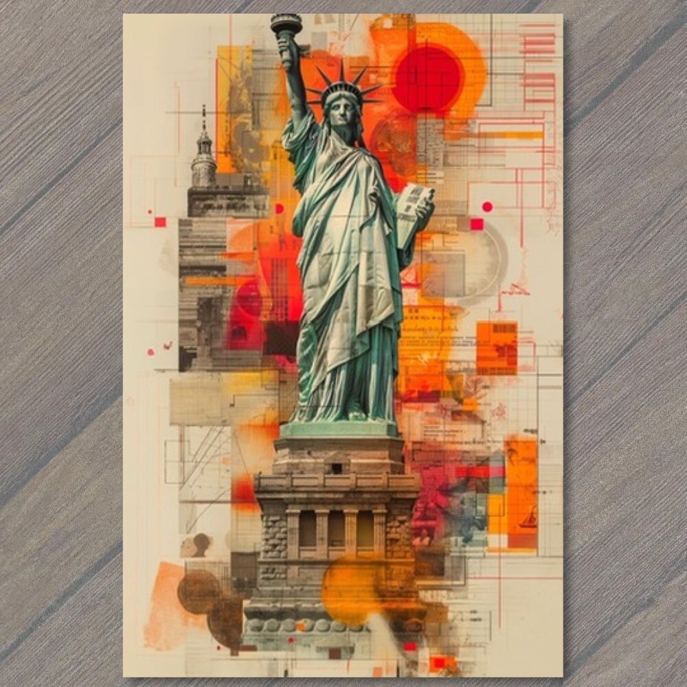 STICKER Statue of Liberty Artistic City Background New York USA United States