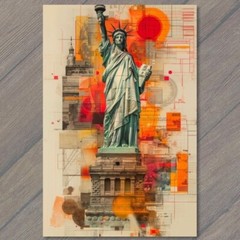 STICKER Statue of Liberty Artistic City Background New York USA United States