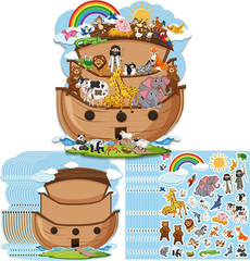Easter Noah’S Ark Stickers – 12 Sets Self-Adhesive Vinyl Activity Pad