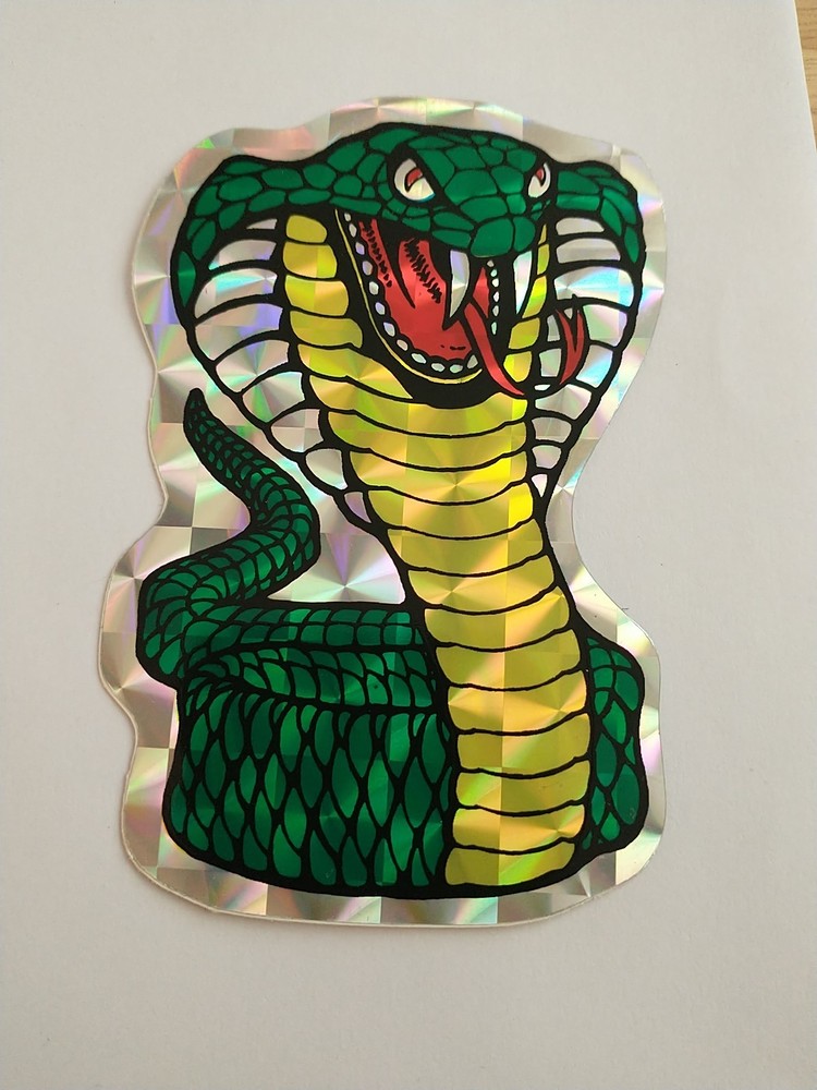 VTG 4″ COBRA Prism Vending Machine Sticker 1980s 1990s Venomous Snake Prismatic