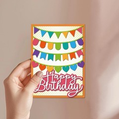 Colorful Party Banner Die Cuts – Metal Cutting Dies for Scrapbooking & Card Maki