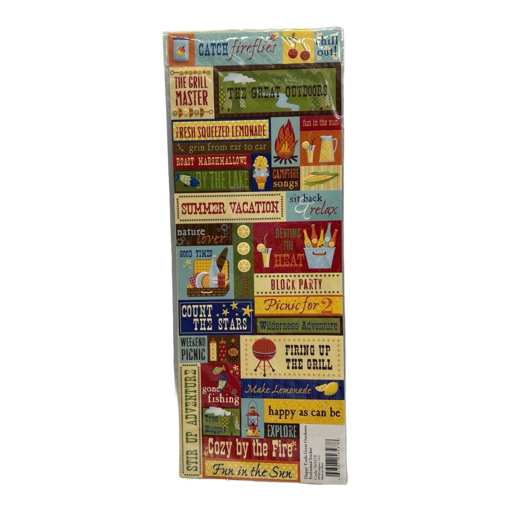 K&Company Happy Trails Great Outdoors Camping Embossed Scrapbooking Stickers NEW