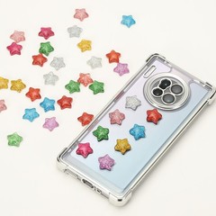 30 Pcs Flat Back Resin Charms, Glitter Star Charms Bulk, Purple
