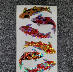 RARE VINTAGE «KOI FISH» STICKERS! HAMBLY STUDIOS 1980S HOLO FOIL COLLECTABLE