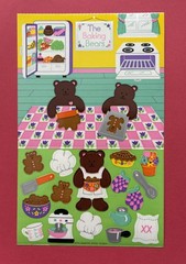 Vintage Sandylion Baking Bears Maxi Activity Sticker Sheet