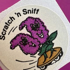 3M Murple Character Single Lilac Flower vintage 80s scratch & sniff sticker