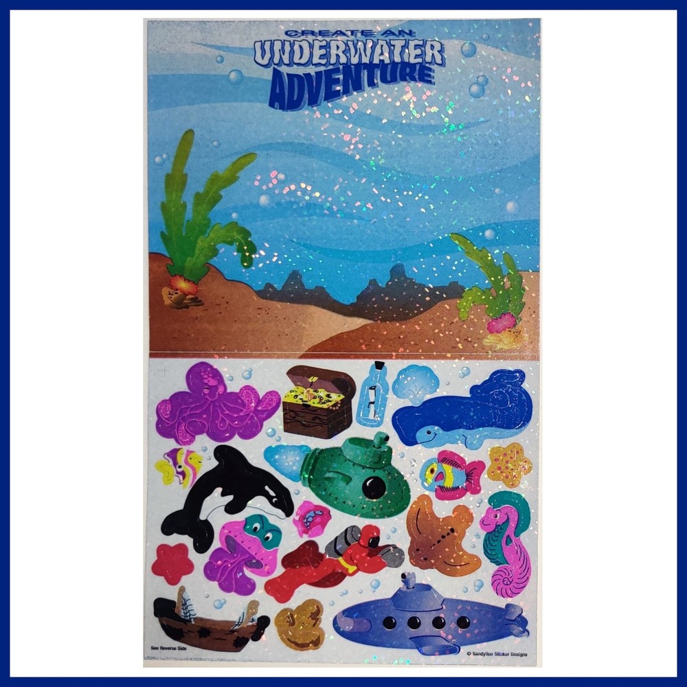 Vintage 1997 Sandylion ‘Create an Underwater Adventure’ Stickers Activity Sheet