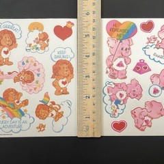 Vtg 80s RARE Care Bear Cousins Satin Fabric Sticker Sheets American Greetings