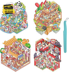 DIY 3D House Sticker Book for Teens & Adults – 4 Reusable Waterproof Therapy Sce