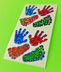 Vintage Hambly Hands & Feet Prints Sparkly Sticker Sheet
